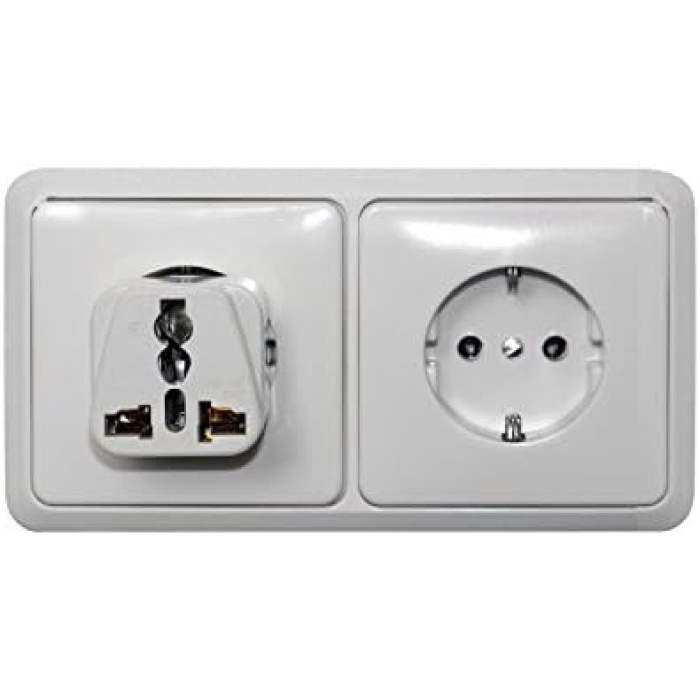 Evrensel Adaptör Seyahat Fişi Beyaz AB Normu - 250V AC 10~16A
