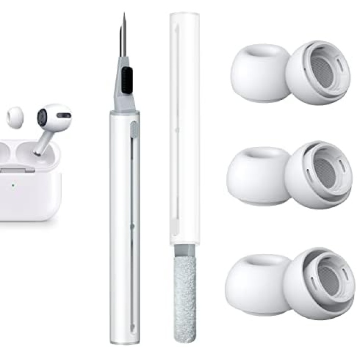 [3 çift] AirPods Pro ve AirPods Pro 2 için gürültü azaltma delikli yedek kulak tıkacı, AirPods 1 2 3 Pro/Pro 2 için 3ü 1 arada temizleme kiti, AirPods Pro (S/M/L) için silikon kulak tıkacı