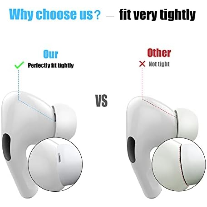 [3 çift] AirPods Pro ve AirPods Pro 2 için gürültü azaltma delikli yedek kulak tıkacı, AirPods 1 2 3 Pro/Pro 2 için 3ü 1 arada temizleme kiti, AirPods Pro (S/M/L) için silikon kulak tıkacı