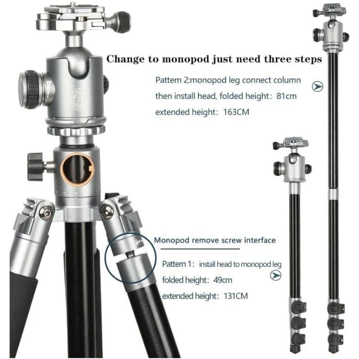 HT-T03 Çok Fonksiyonlu 360 Crossbar Tripod Profesyonel Yatak Dikey Panaromik Başlı Tripod Makro Hassas 160 Cm