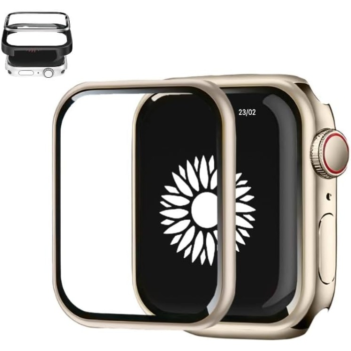 [Seri 9 8 7 45mm Alüminyum Çerçeve] Watch Ekran Koruyucu Watch 9 8 7 45mm Ekran Koruyucu Kırılmaz Cam [Alüminyum Çerçeve] Yüksek Hassasiyetli Tam Kaplayan Apple Watch 9 8 7 ile Uyumludur