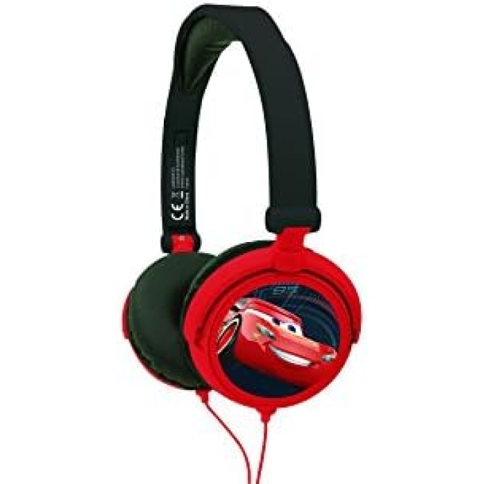 Pixar Arabalar Flash McQueen Stereo Kulaklık, Sınırlı Ses Gücü, Katlanabilir ve Ayarlanabilir, Kırmızı/Siyah, HP010DC
