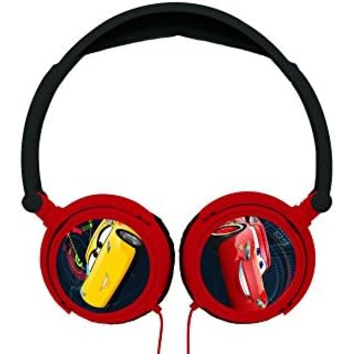 Pixar Arabalar Flash McQueen Stereo Kulaklık, Sınırlı Ses Gücü, Katlanabilir ve Ayarlanabilir, Kırmızı/Siyah, HP010DC