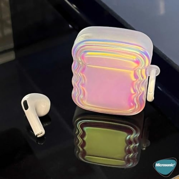 Airpods 4.Nesil/ANC Kılıf Zigzag Hologram Çok Renkli [AirPods 4 ile Uyumlu Kılıf - Çok Renkli]