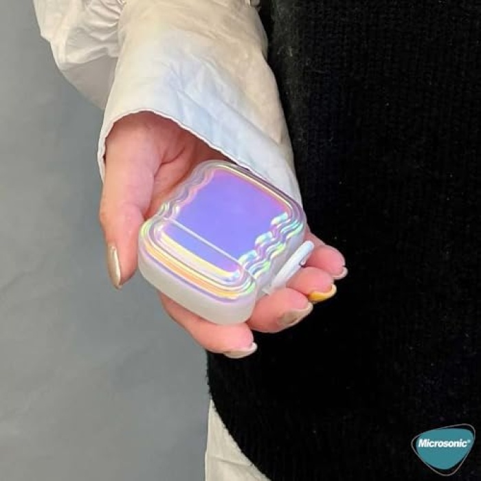 Airpods 4.Nesil/ANC Kılıf Zigzag Hologram Çok Renkli [AirPods 4 ile Uyumlu Kılıf - Çok Renkli]