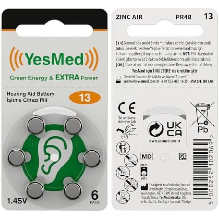 Extra Power 13 Numara İşitme Cihazı Pili (10 Paket x 6 Adet = 60 Adet Pil)