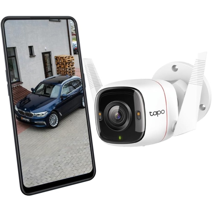 Link Tapo Açık Güvenlik Wi Fi Kamera Tapo Açık Güvenlik Wi Fi Kamera, IP Güvenlik Kamerası, Kapalı ve Açık, Kablosuz, Kurşun, Duvar, Beyaz
