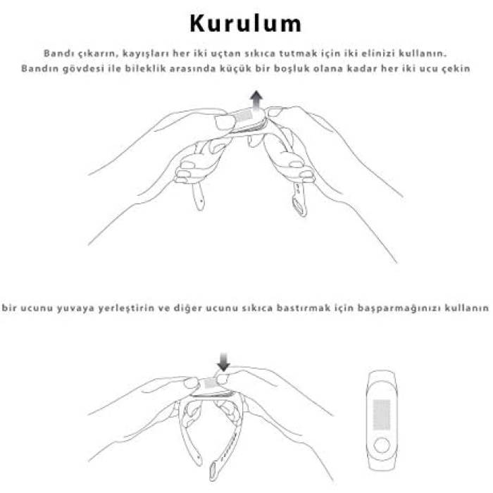 Mi Band 3 - Mi Band 4 Akıllı Bileklik Uyumlu Kyver Kordon Kayış