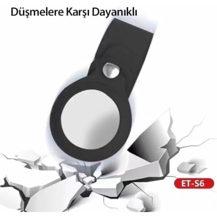 GİYİM & AKSESUAR Apple Airtag için Askılı Silikon Kılıf, Silicone Case with Strap for Apple Airtag (Airtag ile Uyumlu Kılıf) (Siyah)