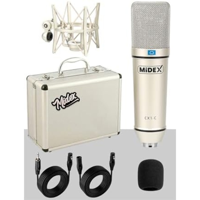 CX1-PH Kondanser Stüdyo Mikrofon Phantom Power Kulaklık Stand Full Set