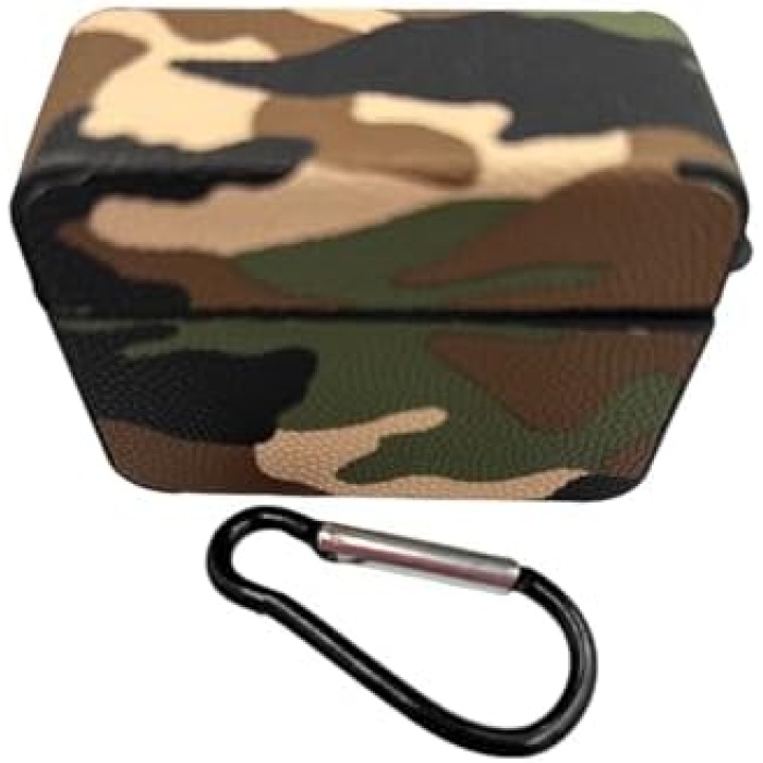 Airpods 3. Nesil ile Uyumlu Kamuflaj Desenli Premium Koruyucu Kılıf + Karabina Klipsli, Dayanıklı ve Şık Silikon Kılıf (No2)