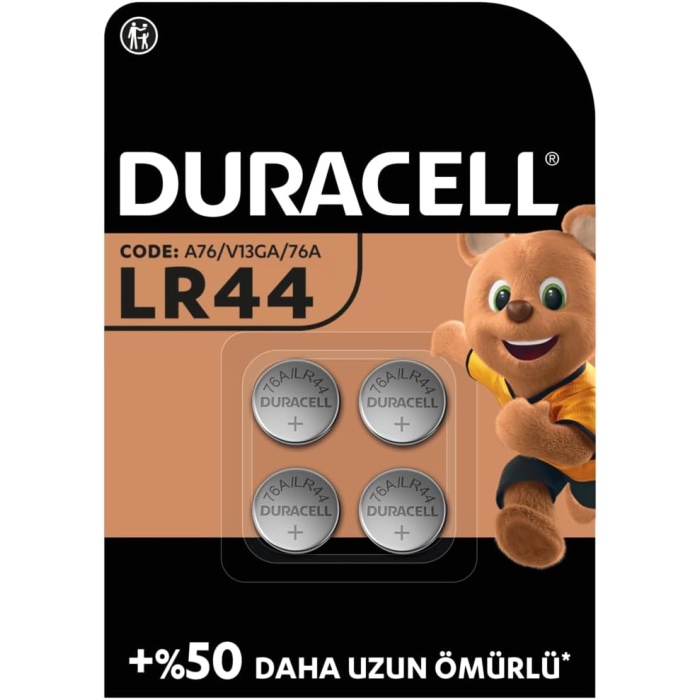 LR44 (4’lü Paket) Özel Alkalin Pil 1,5V (A76), Daha Uzun Ömür, Dijital Termometrelerde, Hesap Makinelerinde, El Fenerlerinde, Kol Saatlerinde, Güvenlik Sistemi Panolarında