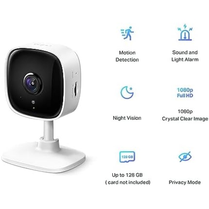 Tapo C100, 1080P Full HD, Hareket Tespit ve Takibi, 9m Gece Görüşü, Çift Yönlü Sesli İletişim, Sesli Alarm, Bulut/Yerel Depolama, İç Mekan Wi-Fi Güvenlik Kamerası