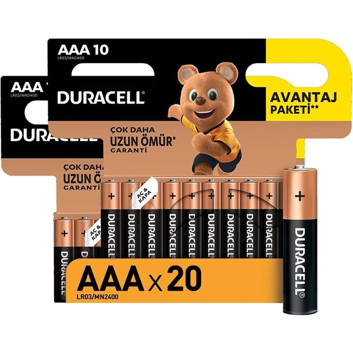 Alkalin Aaa Ince Kalem Piller, 20 Li Paket