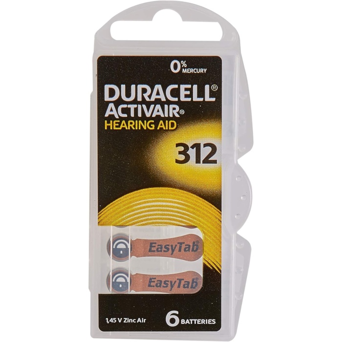 Easytab DA 312 - Pil tipi 312 olan tüm işitme cihazları için, 10 x 6 adet