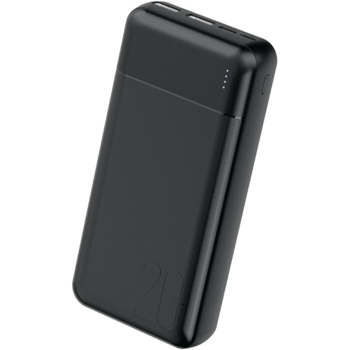 20000 mAh 2x USB Çıkış, 1x Micro USB Giriş, 1x TYPE-C Giriş, 2.4A Powerbank Taşınabilir Şarj Cihazı, PW-105 (SİYAH)