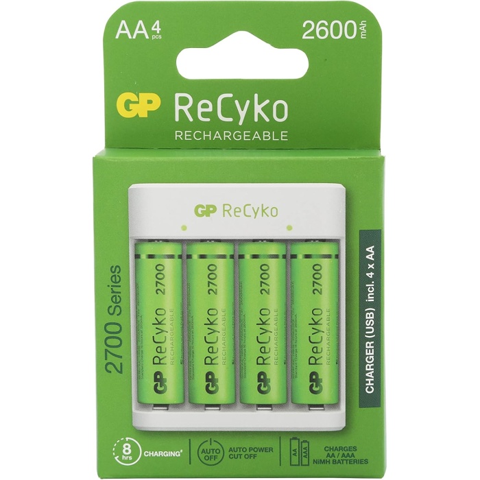 USB E411 4x Pil Şarj Cihazı 4 Adet 2700 AA Kalem Pilli Set, LED Gösterge