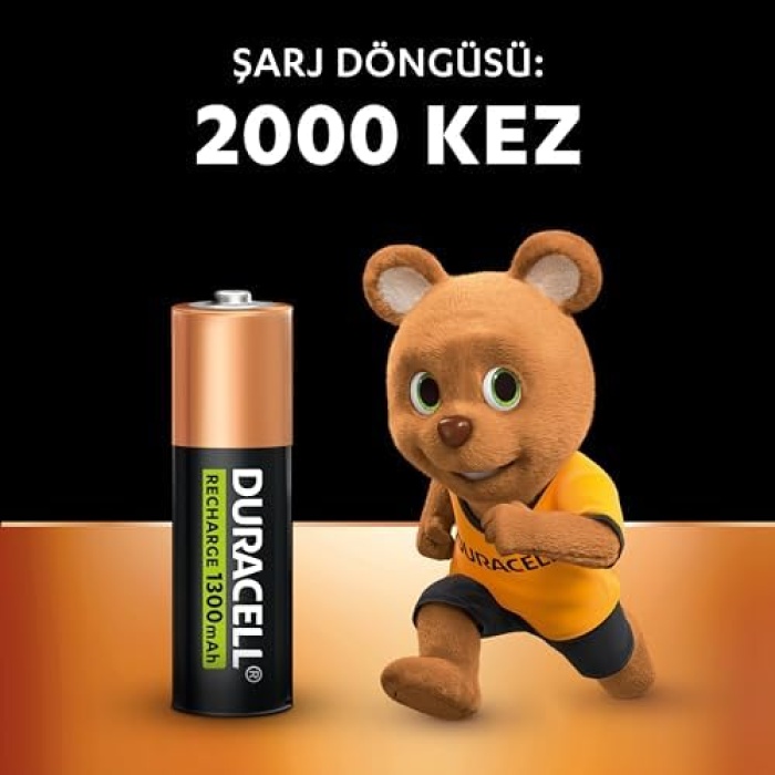 Şarj Edilebilir Pil AA Kalem (2li Paket), 1300 mAh NiMH, 2000 Sarj Döngüsü, Önceden Sarj Edilmiştir