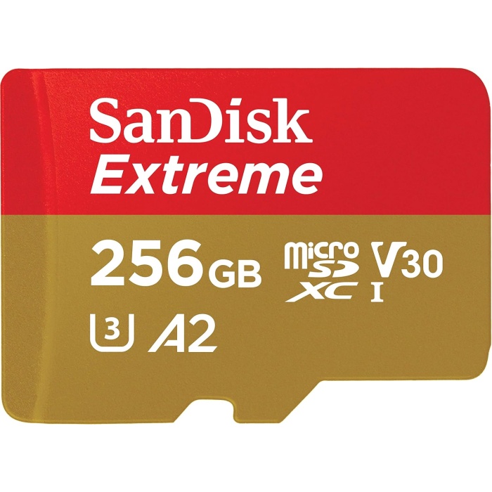 Extreme microSD UHS I Card 256GB for 4K Video on Smartphones, Action Cams & Drones 190MB/s Read, 130MB/s Write.