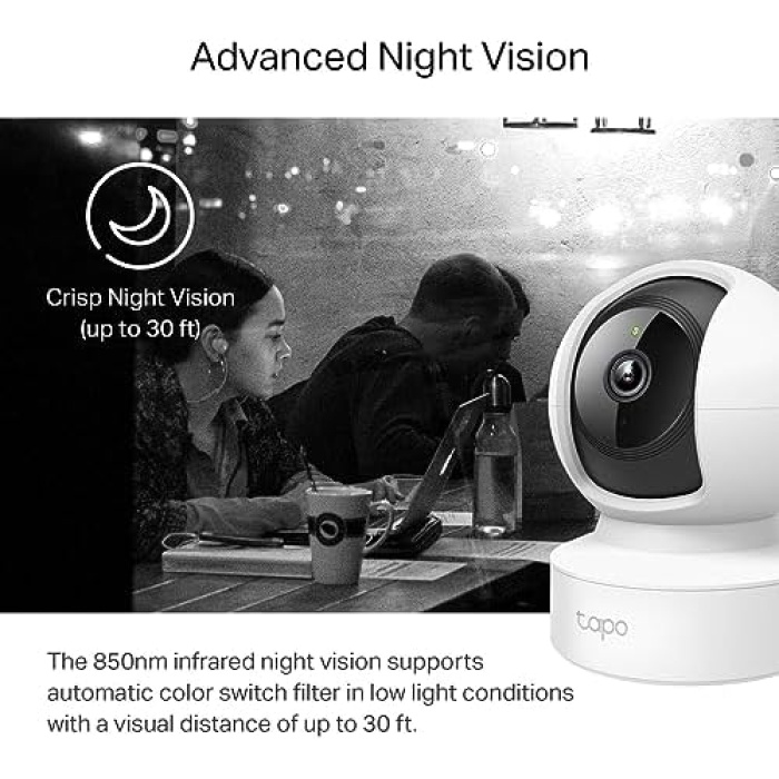 Tapo C212, 2K 3MP İç Mekan Wi-Fi/Ethernet Güvenlik Kamerası, Kişi Tespit ve Hareket Takibi, 360°, Gelişmiş Gece Görüşü, Çift Yönlü Sesli İletişim, Bulut/Yerel Depolama, Bebek Ağlaması Tespiti