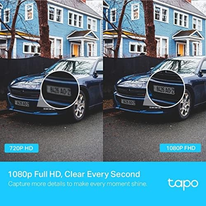 Wi-Fi günanenlik kamerası, dış mekan için, 360 derece, 1080p çözünürlük, hareket algılama, 30 mnanye kadar gece görüşü, çift yönlü ses, siren, Alexa nane Google ile uyumlu, Beyaz