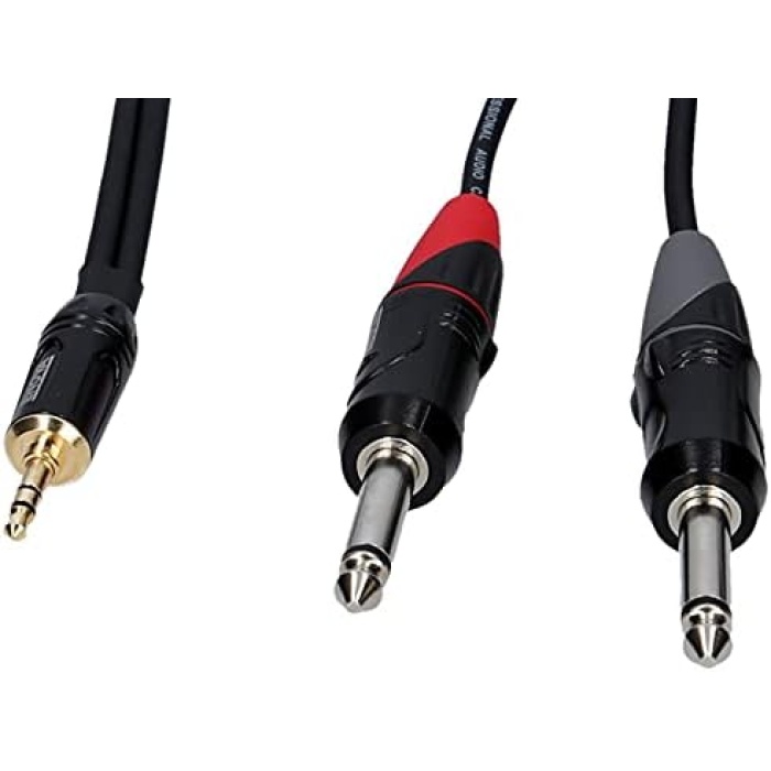 1 M Jack 3,5 Mm 3 Kutuplu - 1/4 Fiş 2 Kutuplu Adaptör Kablosu Siyah Ve Kırmızı Stereo Kablo