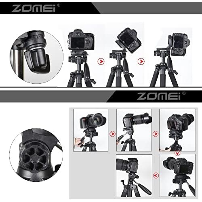Profesyonel Q111 Taşınabilir 5Kg Taşıma Kapasiteli 139,7cm Alüminyum Tripod Gri