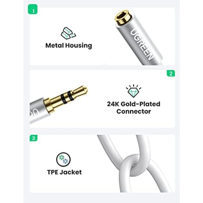 3.5 mm TRS Kulaklık Çoklayıcı Y Kablo Beyaz