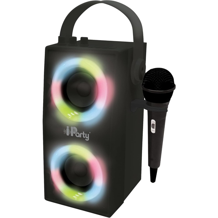 iPparty Hoparlör - Taşınabilir Bluetooth Mikrofon Hoparlörü, Karaoke, Işık Efektleri, Kablosuz, USB, SD Kart, Şarj Edilebilir Pil, Siyah, BTP180BKZ, Tek Boyut