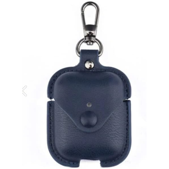 Airpods 1 ve 2.Nesil İle Uyumlu Deri Koruyucu Kılıf, TPU Deri 1-2 Uyumlu Kılıf (Lacivert)