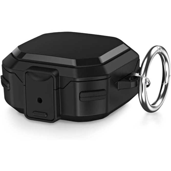 Samsung Galaxy Buds 2 Pro için Kılıf Darbeye Dayanıklı Sert Koruyucu + Askılık Siyah [Buds 2 Pro ile Uyumlu Kılıf - Siyah]