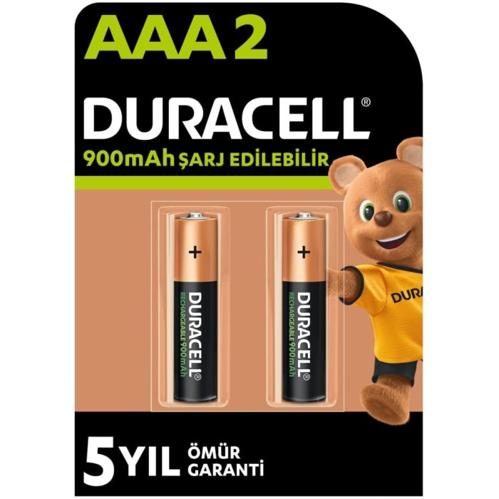 Şarj Edilebilir AAA İnce Kalem Pil (2li Paket), 900 mAh NiMH, Önceden Sarj Edilmiş, Şarj Edilebilir pilimiz