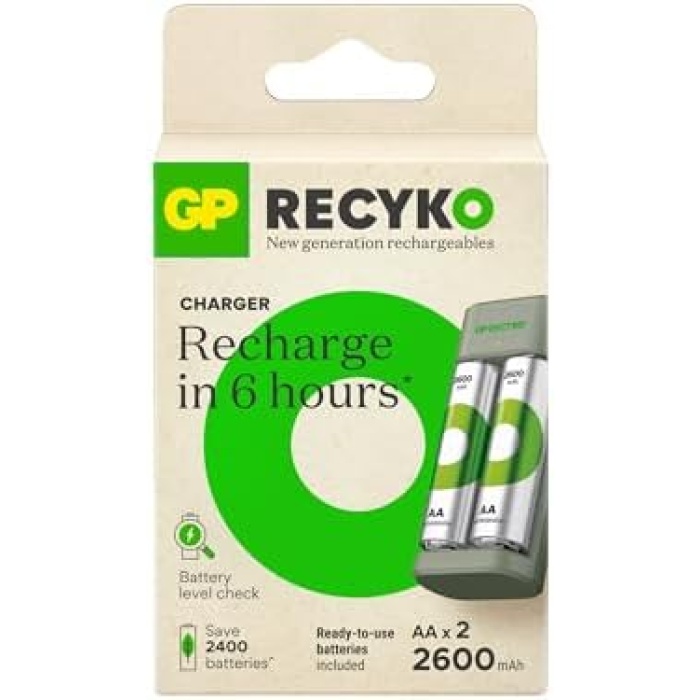E221 USB Pil Şarj Cihazı 2 Adet 2600mAh AA Kalem Pilli Set