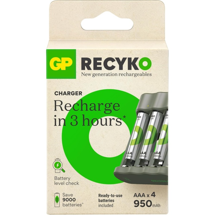 B441 USB Pil Şarj Cihazı 4 Adet 950mAh AAA İnce Pilli Set