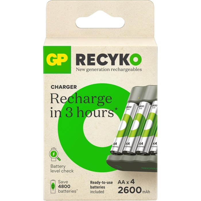 B441 USB Pil Şarj Cihazı 4 Adet 2600mAh AA Kalem Pilli Set
