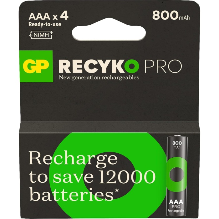 Batteries Recyko Pro AAA İnce Ni-Mh Şarjlı Pil, 1.2 Volt, 4lü Kart