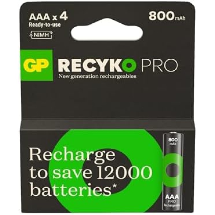 Batteries Recyko Pro AAA İnce Ni-Mh Şarjlı Pil, 1.2 Volt, 4lü Kart
