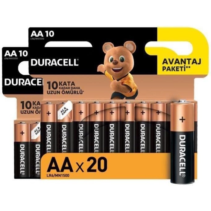 Alkalin AA Kalem Piller, 20 Li Paket