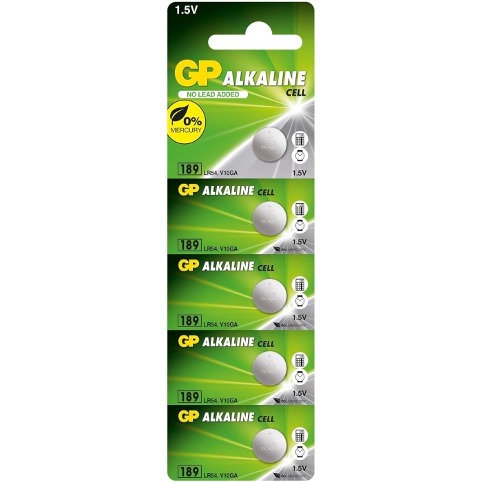 Batteries 189 Lr54/189/V10Ga Boy Alkalin Düğme Pil, 1.5 Volt, 5Li Kart