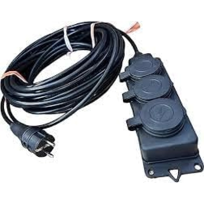 3LÜ GRUP PRİZ 3x2,5 MM CCA TTR SİYAH RENK TOPRAKLI KAUÇUK SEYYAR ELEKTRİK KABLOSU 20 METRE (20 metre)