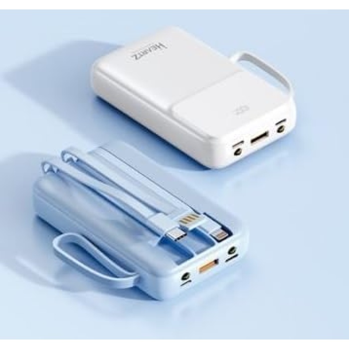 H28 10000 MH PD 20W ve USB 22.5W FAST HIZLI ŞARJ DAHİLİ TYPE C VE LİGHTNİNG KABLOLU DÜNYA STANDARTLARINA UYGUN POLYMER BATARYA BİREBİR AMPER LCD GÖSTERGELİ POWERBANK