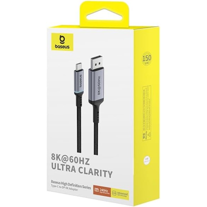 High Definition Serisi Type-C to DP 8K Adaptör Kablo, 1.5m, Siyah