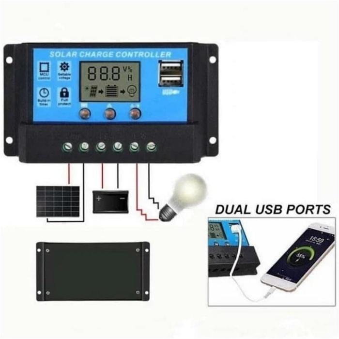 Panel Akü Şarj Cihazı 10A 12/24V
