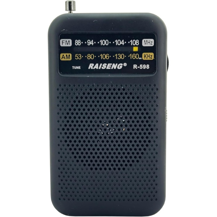 Raiseng R-598 Pilli El Radyosu Cep ve Çantada Taşımaya Uygun Fm/AM Radyo Kulaklık Girişli Yüksek Duyarlılık Tatilde Kampda Yürüyüşlerde Kullanıma Uygun (Siyah)