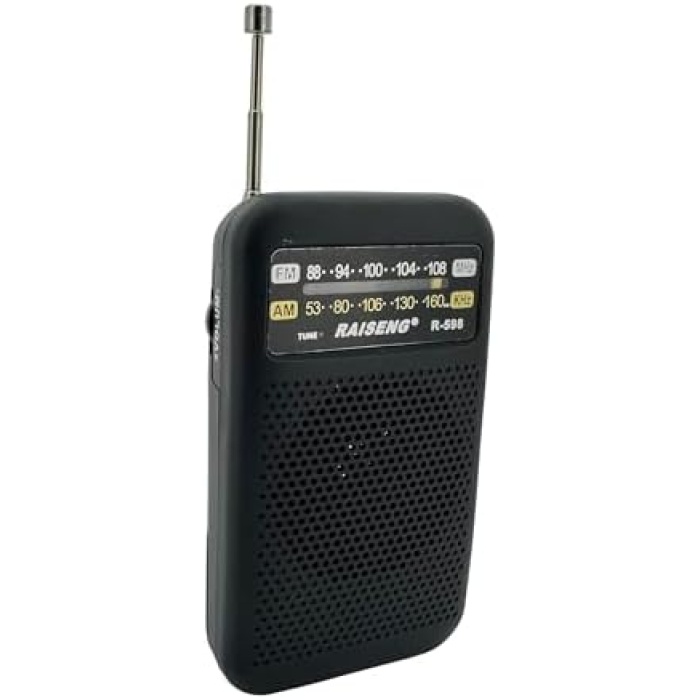 Raiseng R-598 Pilli El Radyosu Cep ve Çantada Taşımaya Uygun Fm/AM Radyo Kulaklık Girişli Yüksek Duyarlılık Tatilde Kampda Yürüyüşlerde Kullanıma Uygun (Siyah)