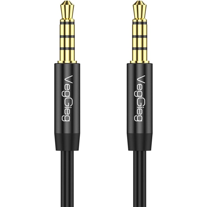 3.5mm Jack TRRS Hi-Fi Örgülü AUX Mikrofon ve Ses Kablosu 1 Metre