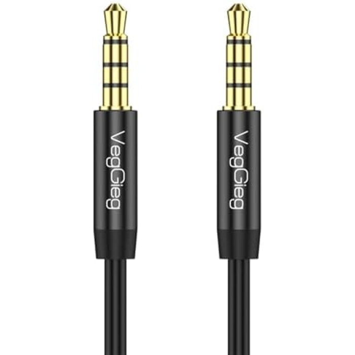 3.5mm Jack TRRS Hi-Fi Örgülü AUX Mikrofon ve Ses Kablosu 1 Metre