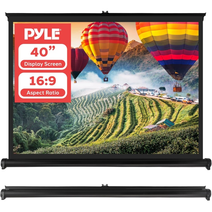 Upgraded 2018 Portable Projector Screen - Mobile Projection Screen Stand, Lightweight Carry & Durable Easy Pull Out System for Schools Meeting Conference Indoor Outdoor Use, 40 Inch (PRJTP46)