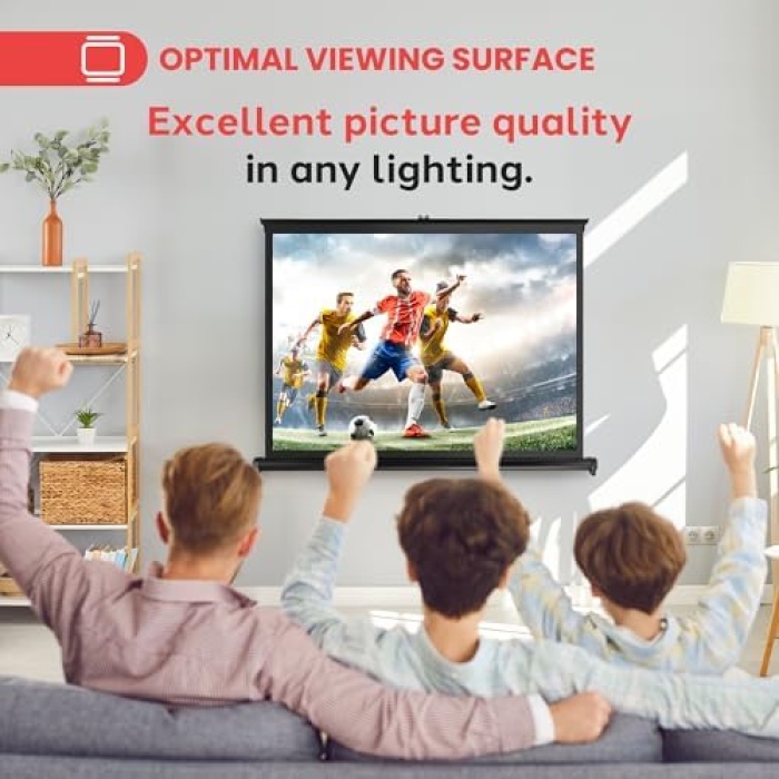 Upgraded 2018 Portable Projector Screen - Mobile Projection Screen Stand, Lightweight Carry & Durable Easy Pull Out System for Schools Meeting Conference Indoor Outdoor Use, 40 Inch (PRJTP46)