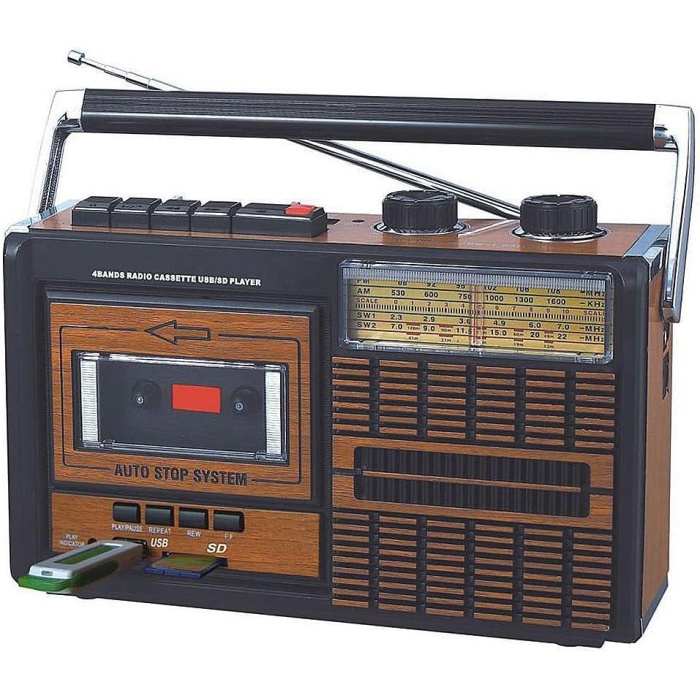 Yeni Nesil Radyo USB SD FM Bluetooth Kaset Çalar Müzik Kutusu Retro El Tutamaçlı Taşınabilir